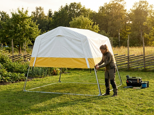 PVC Storage Tent Roof Cover in White and Yellow
