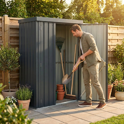 Steel garden shed in anthracite colour for outdoor storage - product detail
