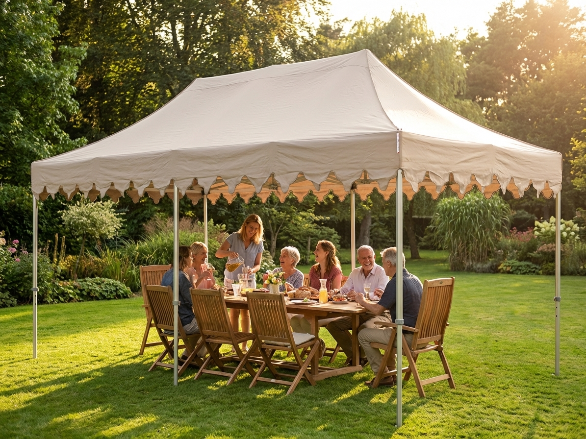 Pop up gazebo 3x6 metres in latte colour with aluminium frame