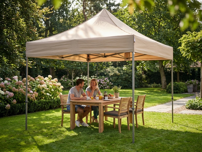 Latte-coloured 3x3 m gazebo with aluminium frame for outdoor use - view 3
