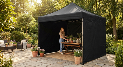 Pop up gazebo 2x2 m black, steel frame, for outdoor events