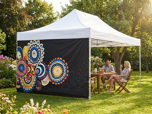 6m white printed sidewall made of Supertex Polyester for outdoor events - product detail