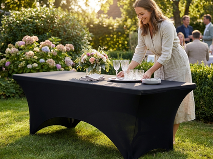 Black stretch table cover for events - view 3