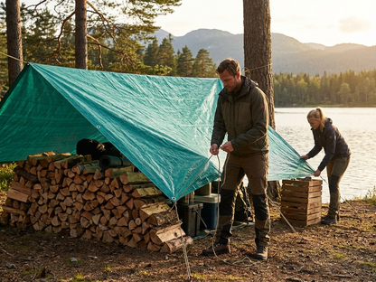 Green tarpaulin 5x8 metres, outdoor cover - view 3