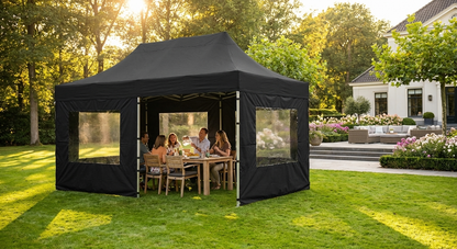 Black pop up gazebo 3x6m with aluminium frame for outdoor events - view 3