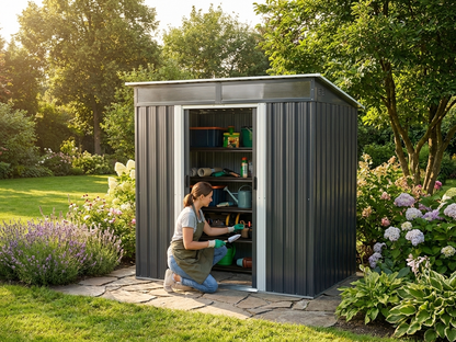 Garden Shed in Anthracite and White with Galvanised Steel Construction - product detail