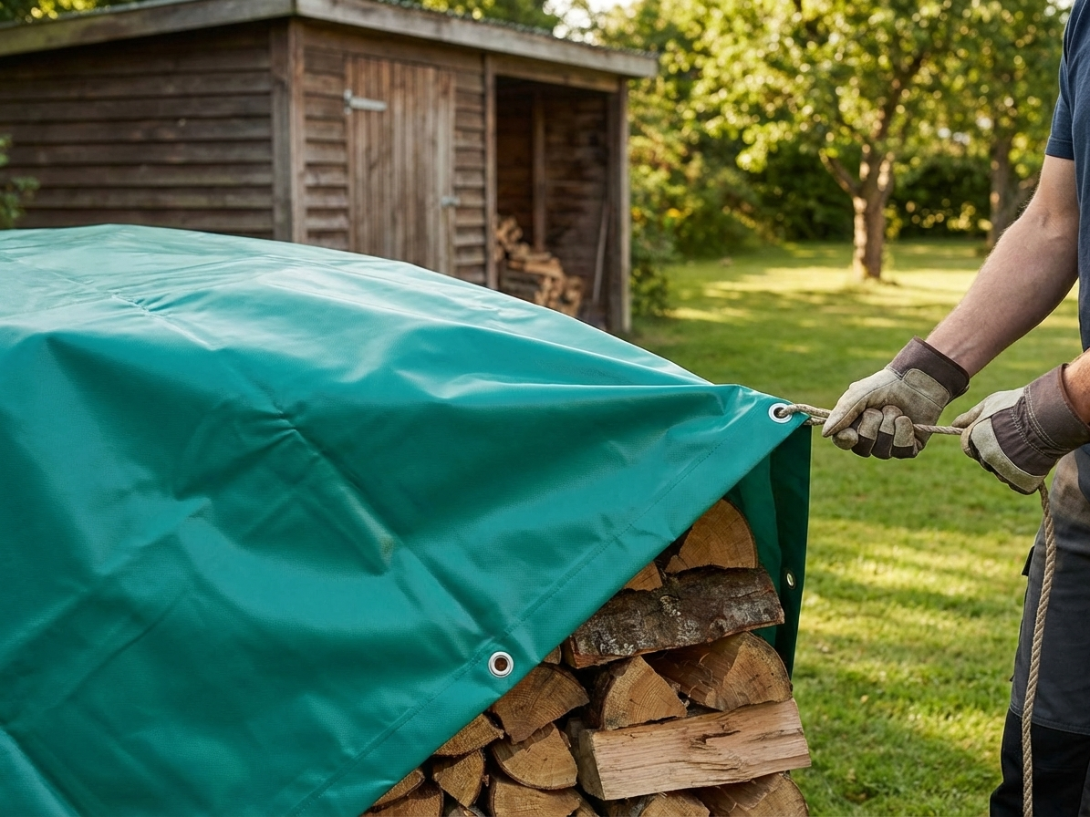 Green PVC tarpaulin 10x12 m for outdoor use
