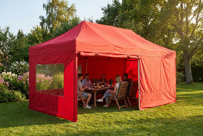 Red pop-up gazebo with aluminium frame for outdoor events