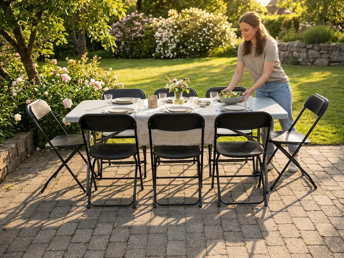 Folding Table and Chairs Set 180 cm for Indoor and Outdoor Use - view 3