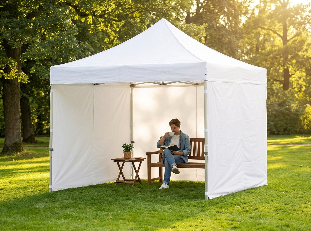 White pop-up gazebo 3x3m, flame retardant for exhibitions - view 3
