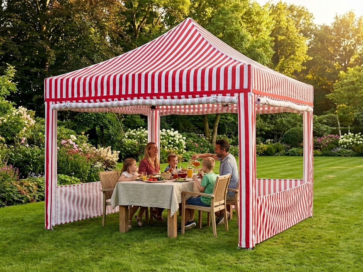 4x4m Pop Up Gazebo in White and Red with Aluminium Frame for Outdoor Events - product detail