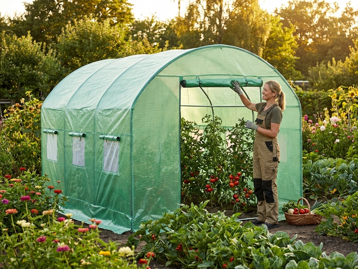 Green polytunnel greenhouse cover, 4x4x2m, polyethylene - product detail