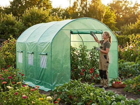 Green polytunnel greenhouse cover, 4x4x2m, polyethylene - product detail