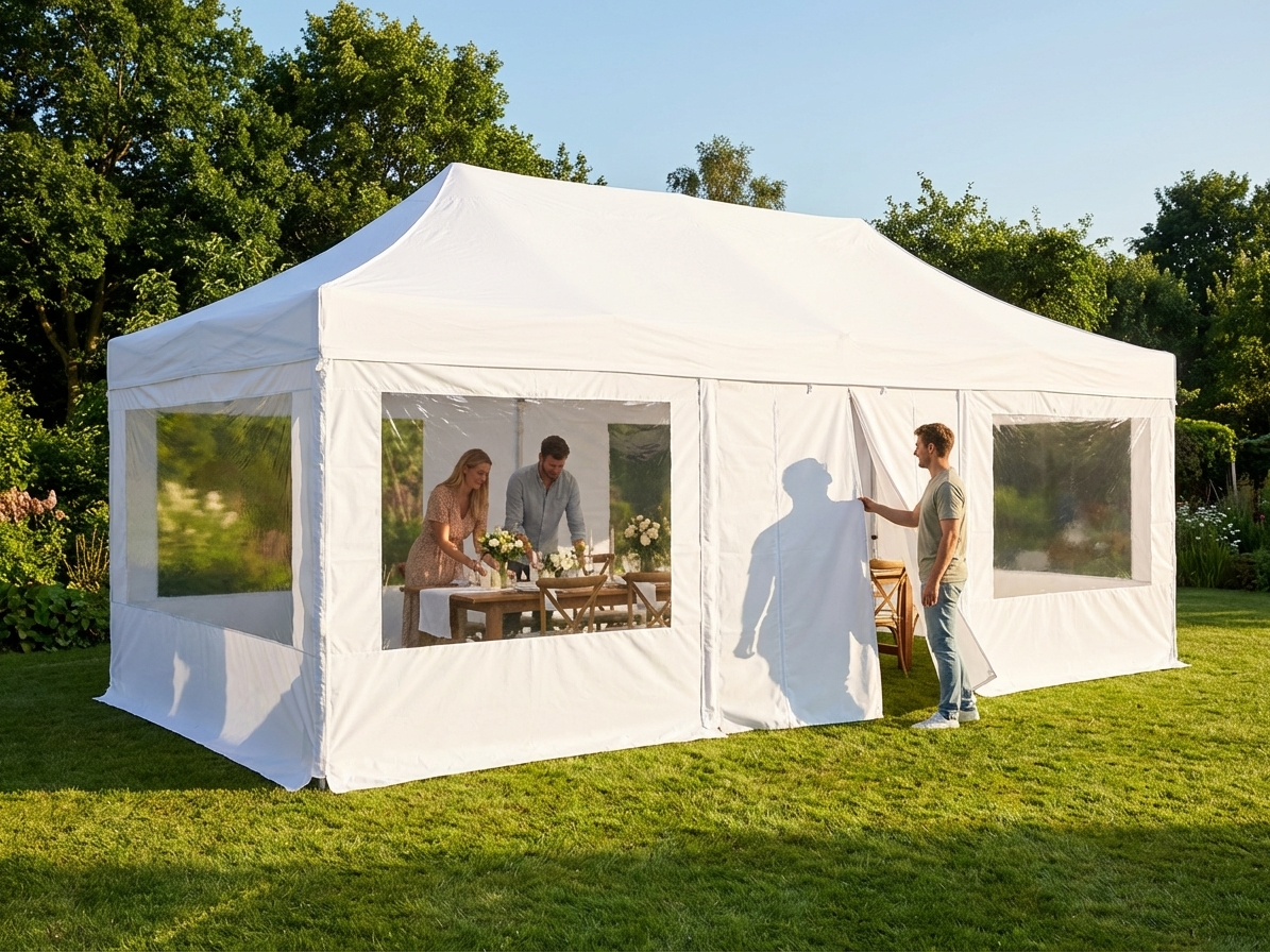 Sidewall kit for pop-up gazebo, heavy-duty PVC, 4x8m, white - product detail