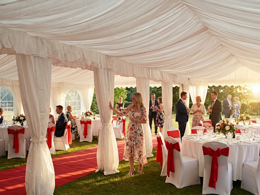 White marquee lining and curtain pack for 5x8 m marquees - product detail