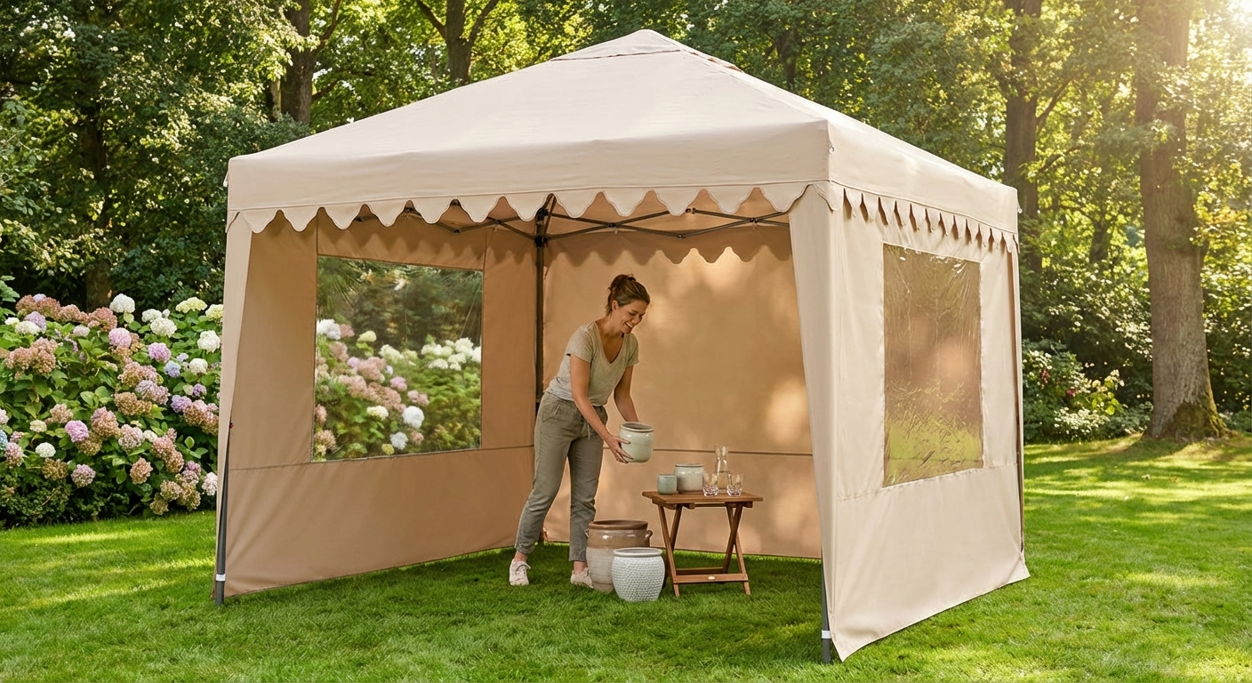 Pop up gazebo 3x3 m Latte with steel frame for outdoor events - product detail