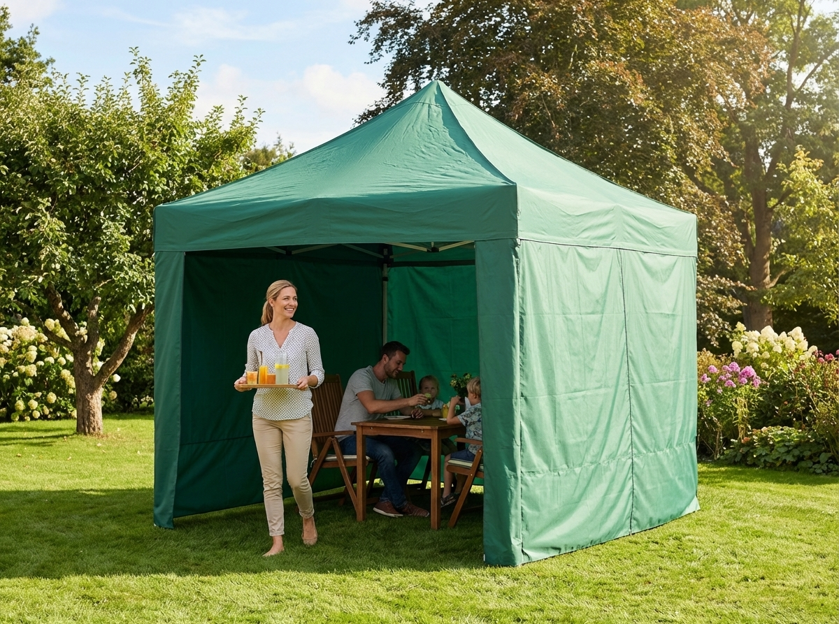 Green pop-up gazebo 3x3m with aluminium frame for outdoor events - view 3