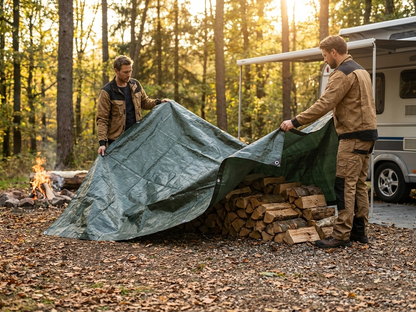 Dark green tarpaulin 6x10 m for outdoor use - view 3