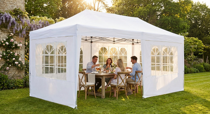 White pop-up gazebo with steel frame and PVC backing for outdoor events - view 3