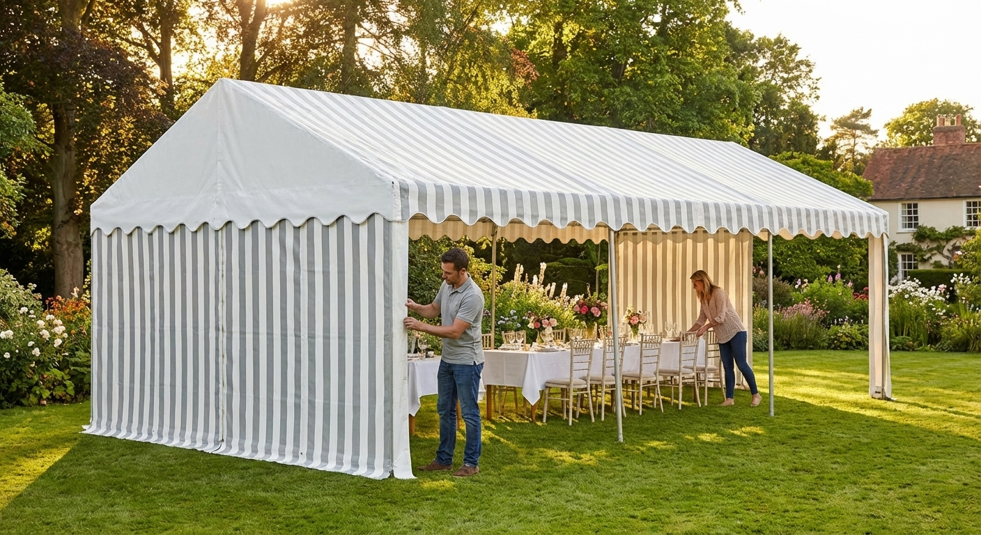 White and Grey PVC Marquee Roof Cover 5x12m - product detail