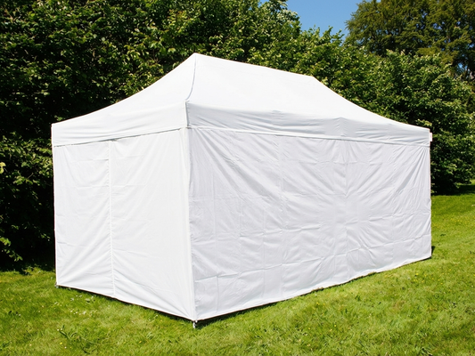 White pop-up gazebo with aluminium frame, 3x6m, for emergency use
