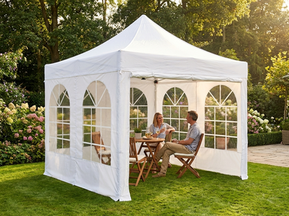 White pop-up gazebo with steel frame for outdoor events - product detail