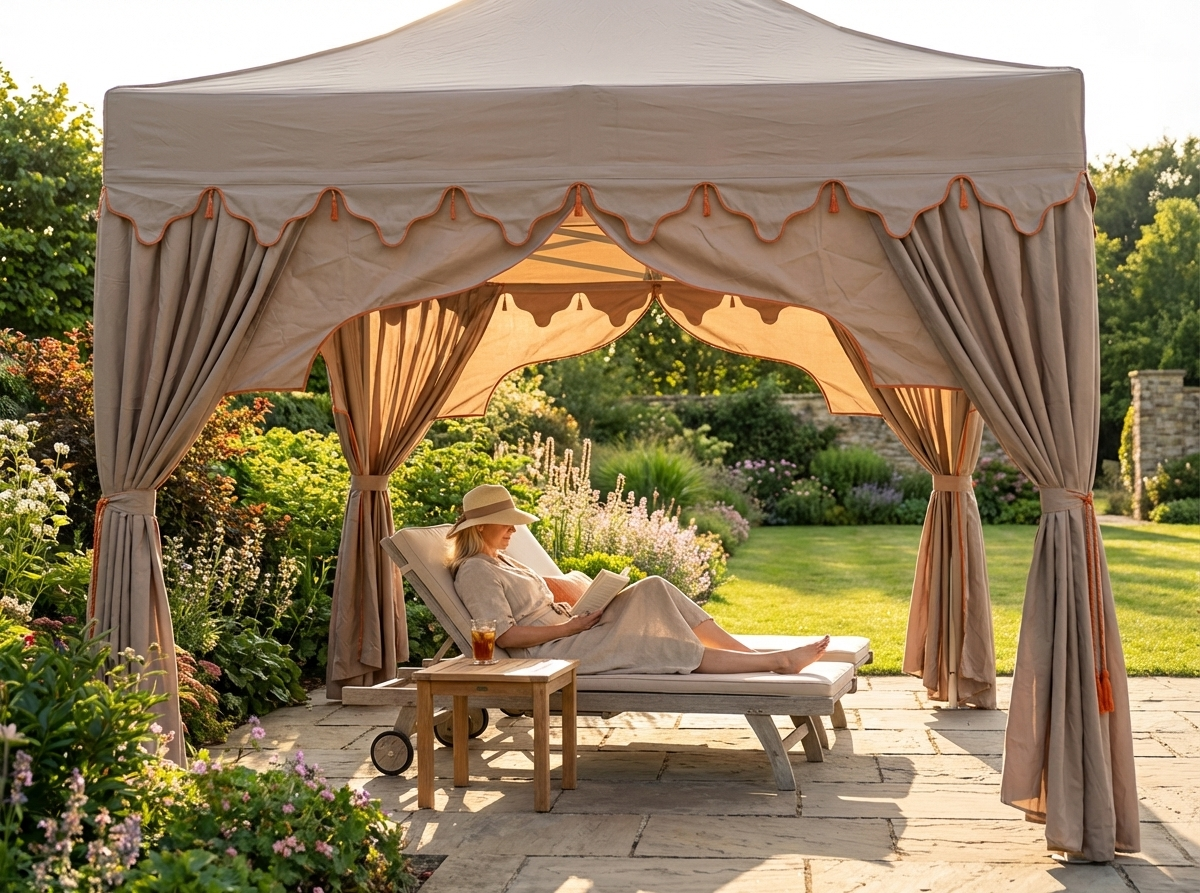 Pop Up Gazebo in Latte and Orange with Steel Frame for Outdoor Events - view 3