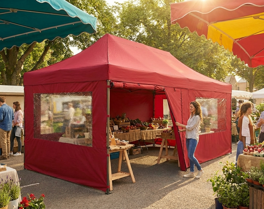Red sidewall kit for 3x6m pop-up gazebo, waterproof and UV-resistant