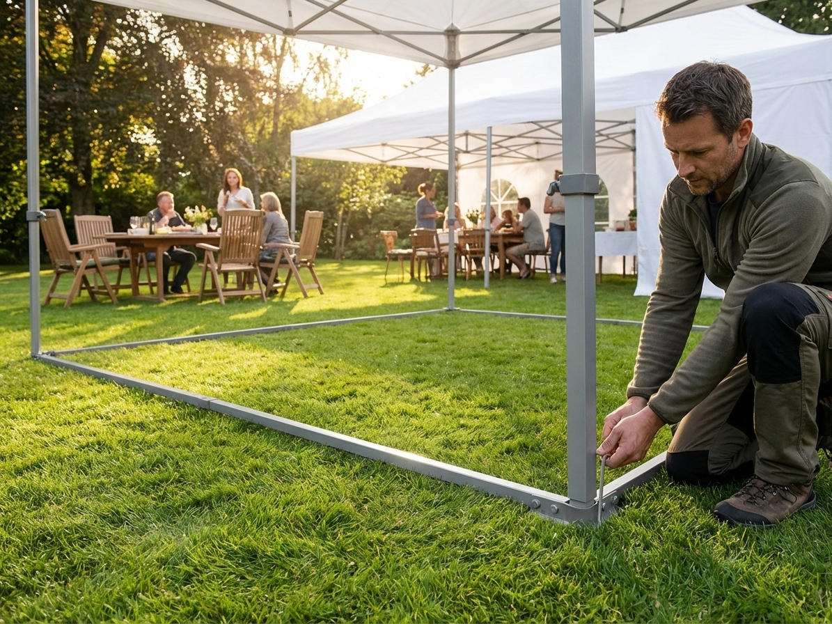 Steel ground bar for event tents, 6x6 m