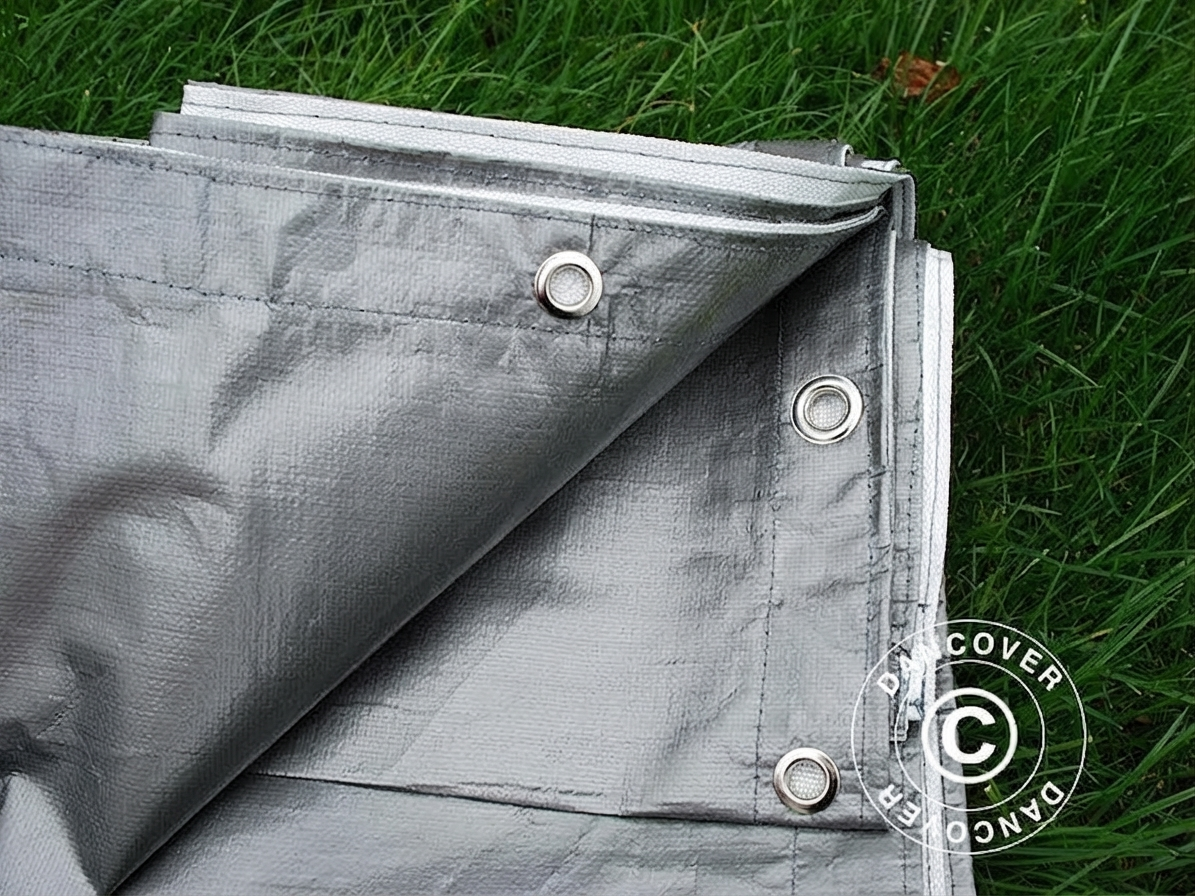 Durable grey tarpaulin for outdoor protection