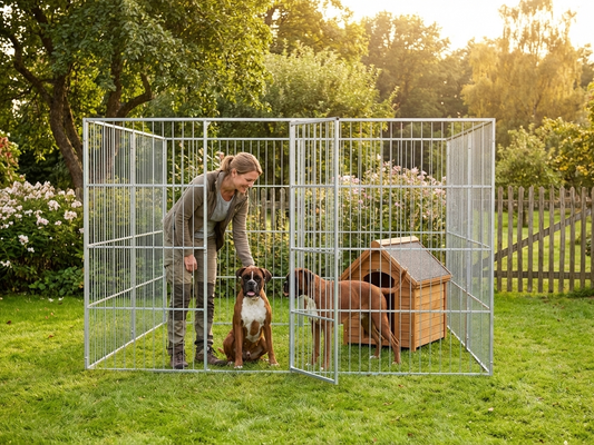 Steel dog run kennel 2.4x2.4m aluminium outdoor