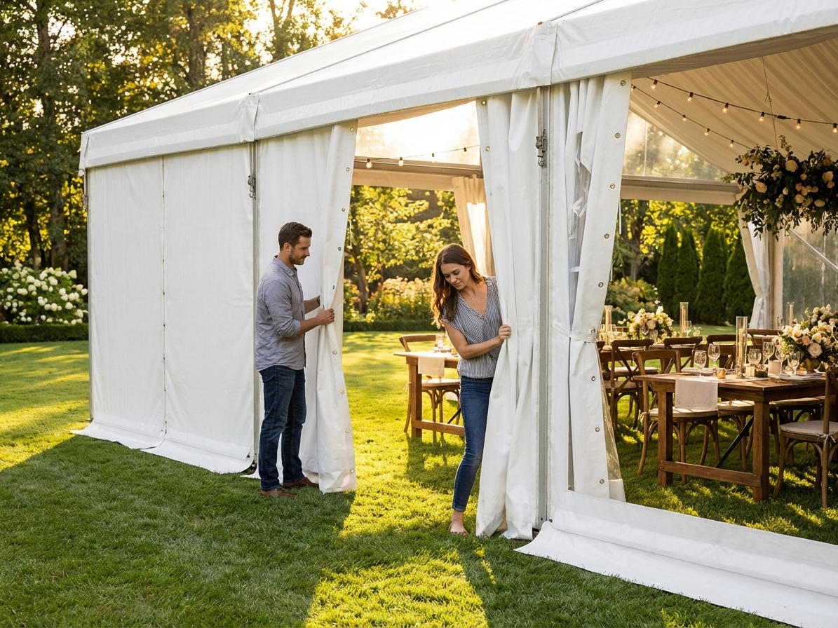 White marquee sidewalls for outdoor events