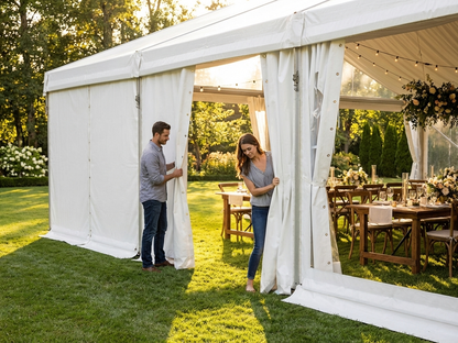 White marquee sidewalls for outdoor events