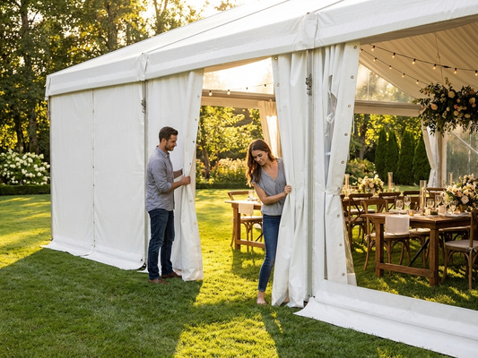 White marquee sidewalls for outdoor events