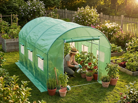 Polytunnel greenhouse cover in green, size 2x4.5x2m, UV and water resistant