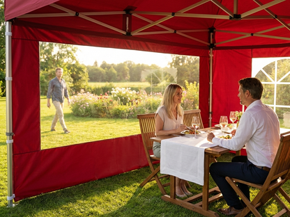 Sidewall with panorama window, 4m red, for outdoor events