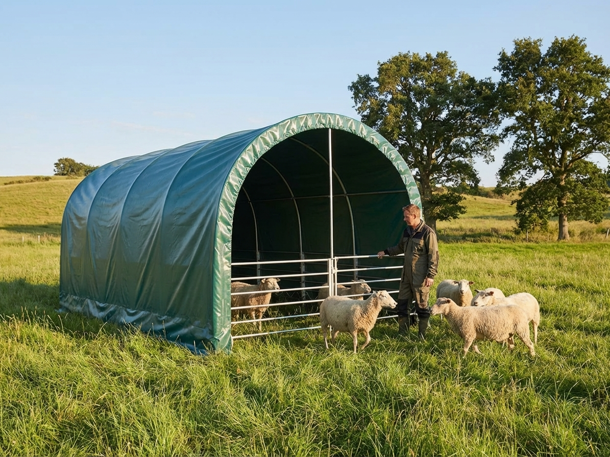 Green PVC Livestock Shelter 3x6x2.8 m for Outdoor Use - product detail