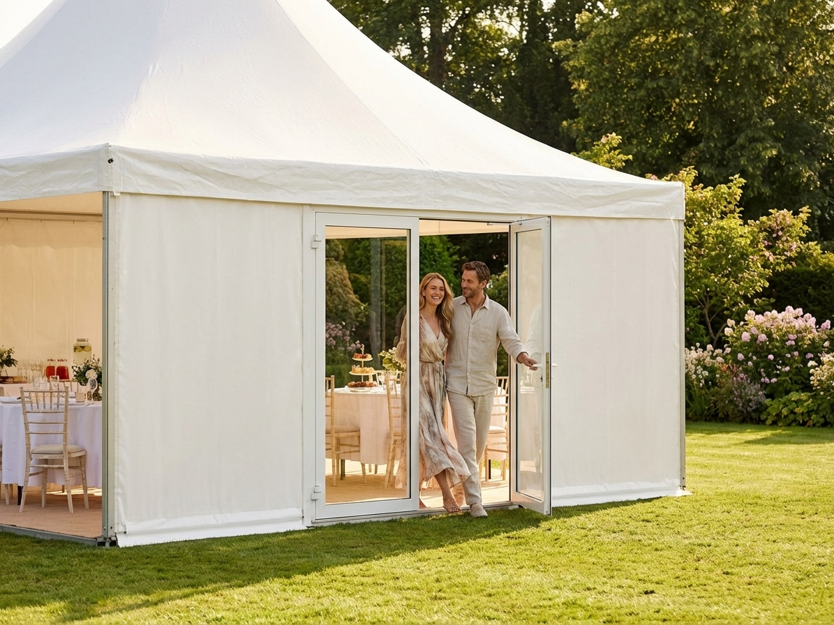 White PVC sidewall with door for PartyZone Pagodas - product detail