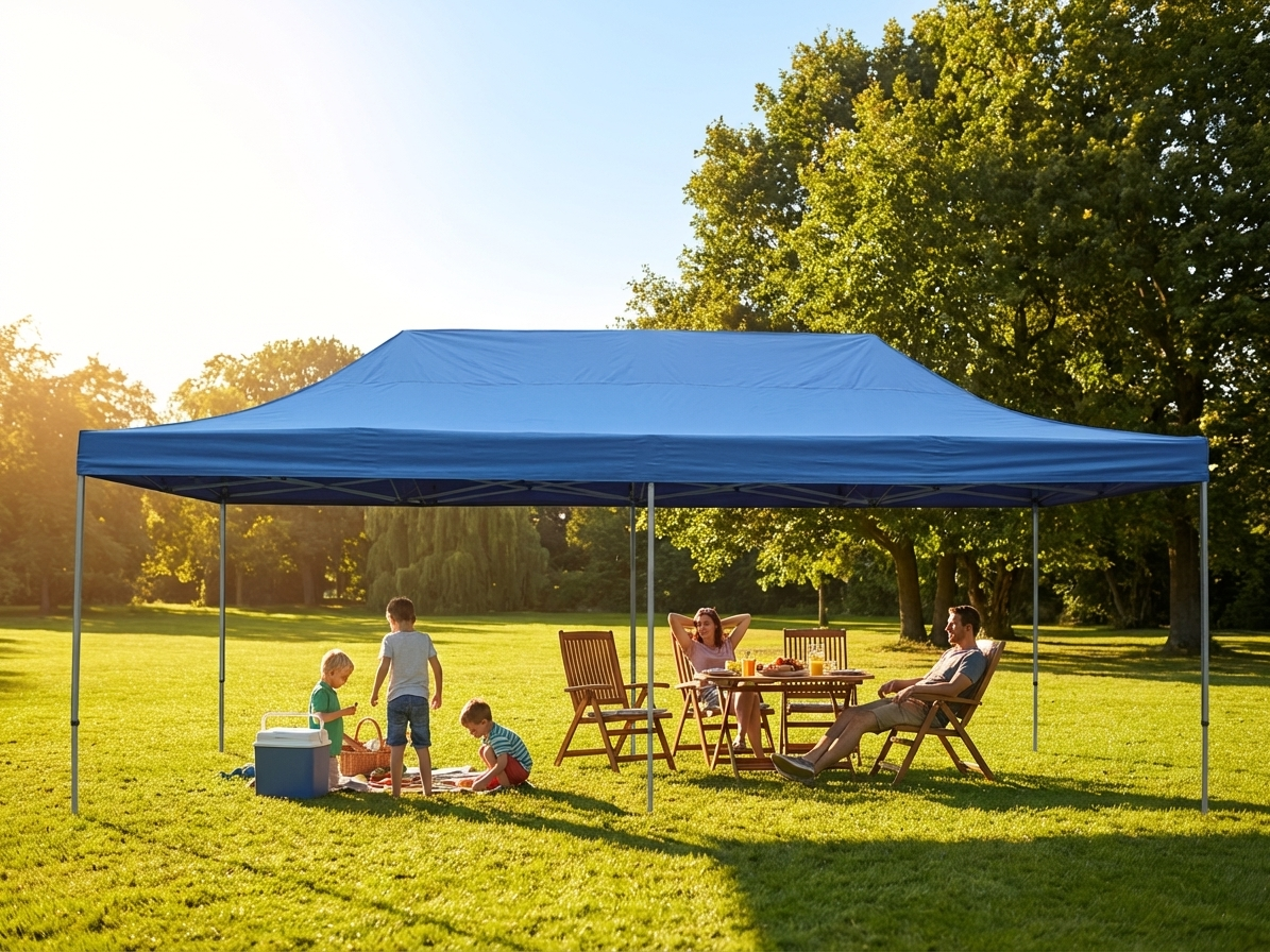 Pop up gazebo 4x8 m blue with steel frame for outdoor events - view 3