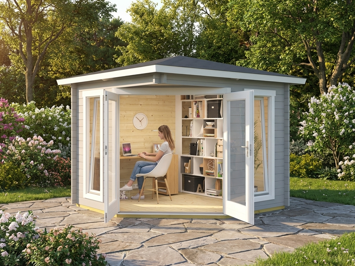 Wooden gazebo in light grey made from Nordic Spruce - product detail