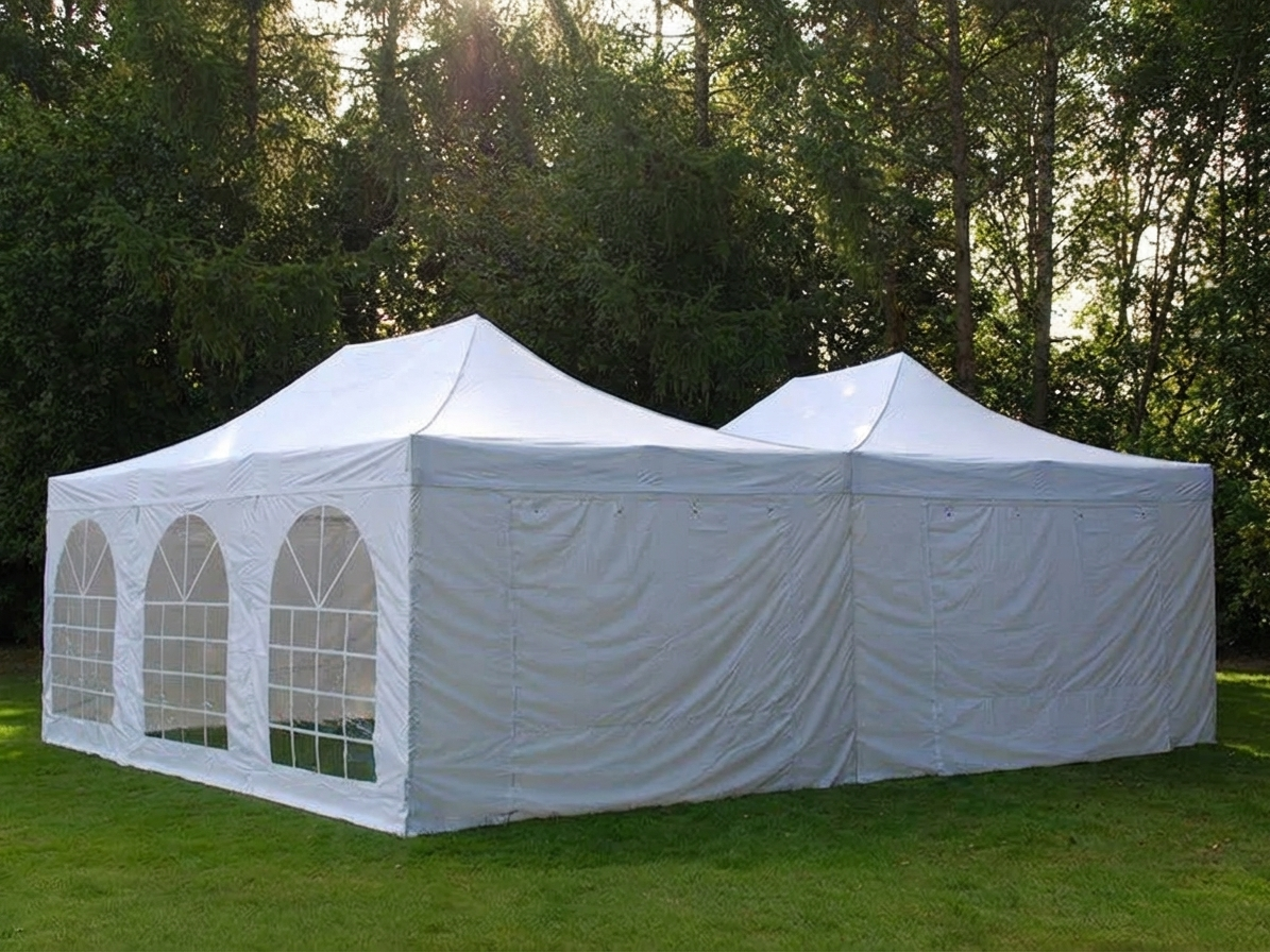 Pop up gazebo 8x6 m in white with steel frame