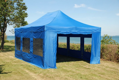 Blue pop-up gazebo 4x6m with aluminium frame for outdoor events