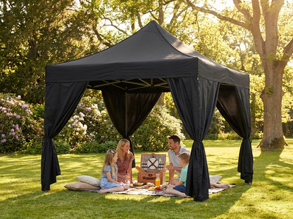Black pop-up gazebo 3x3 m with steel frame for outdoor events - view 3