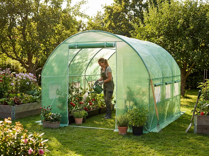 Green polytunnel greenhouse, 3x3x2 m, made of polyethylene - view 3