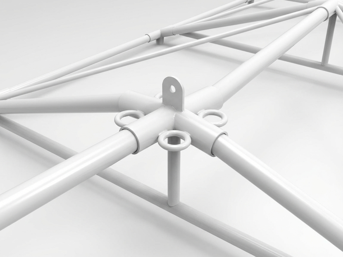 Steel connector in silver, galvanised for industrial use