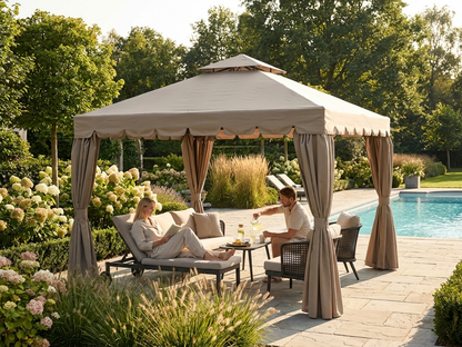 3x3 metre dark beige gazebo for outdoor shelter - view 3