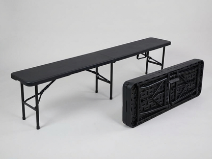 Folding bench in black HDPE and steel for versatile use