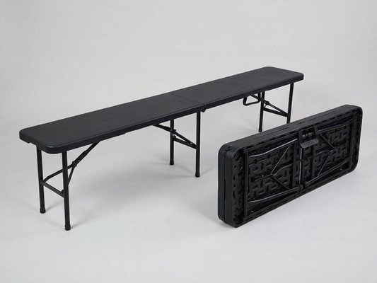Folding bench in black HDPE and steel for versatile use