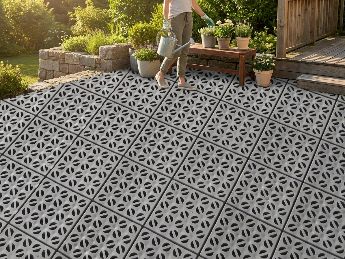Grey plastic flooring made from high-quality polyethylene - product detail