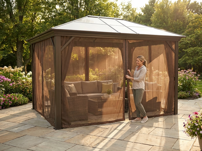 Brown mesh curtain for 3x4 m gazebo - product detail
